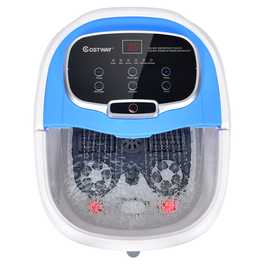 Costway electric foot spa bath with motorized shiatsu rollers and red light therapy.