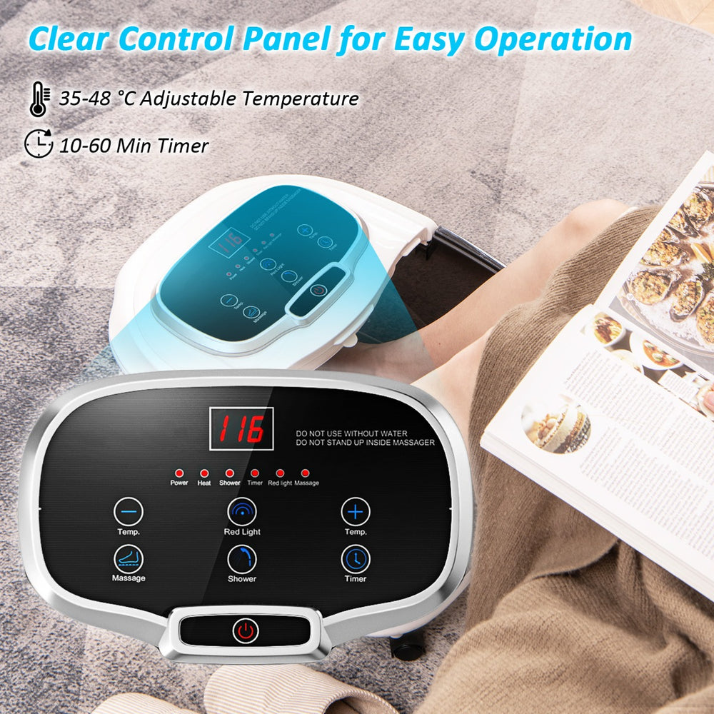 Costway electric foot spa control panel with adjustable temperature and timer settings
