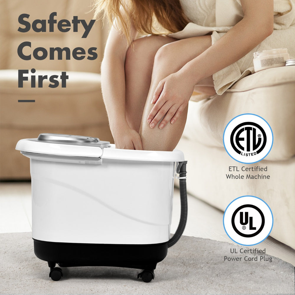 Multifunctional electric foot bath machine in grey with shiatsu massage balls, designed for pain relief and relaxation.