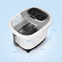 Multifunctional electric foot bath machine with motorized shiatsu massage balls, 46cm x 38cm x 23cm, for stress relief.