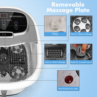Multifunctional electric foot bath machine with removable massage plate, shiatsu and roller massage features for.