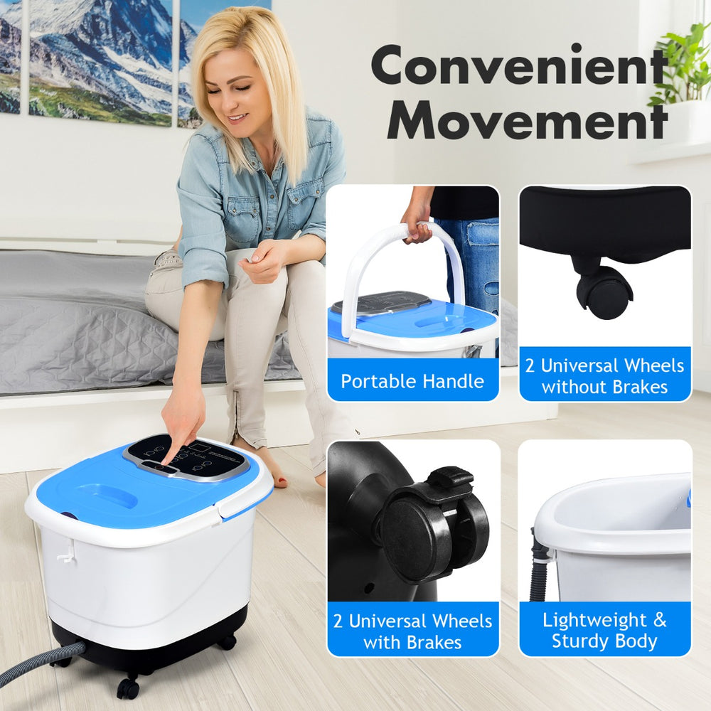 Costway electric foot spa bath featuring a portable handle and universal wheels for easy movement.
