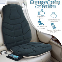 Memory foam massage seat cushion with vibration modes and heating function, designed for back and lumbar support in.