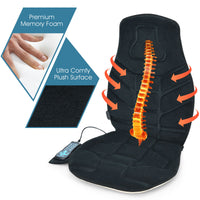 Memory foam massage seat cushion with controller, featuring 6 motors, heating function, and plush surface for.