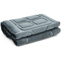 Foldable vibrating massage mat with 10 motors and heat, offering 5 massage modes for relaxation and muscle relief.