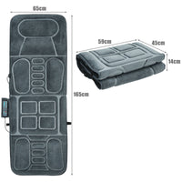 Full-body vibrating massage mat with 10 motors, foldable design, and built-in heat for relaxation and muscle relief.