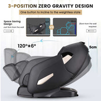 Costway Zero Gravity Massage Chair showing 3-position design and 5cm space-saving feature.