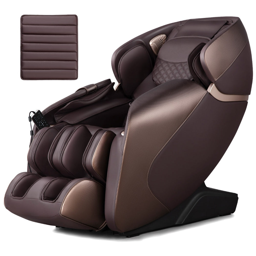 Costway Zero Gravity Massage Recliner in brown leather with foot rollers