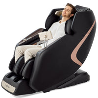 A man relaxing in a black Costway Enjoyment 13 3D full body massage chair.