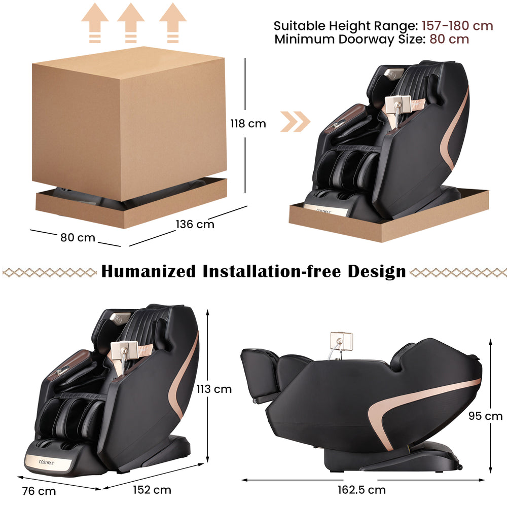 Costway Enjoyment 13 3D Full Body Massage Chair dimensions and packaging guide
