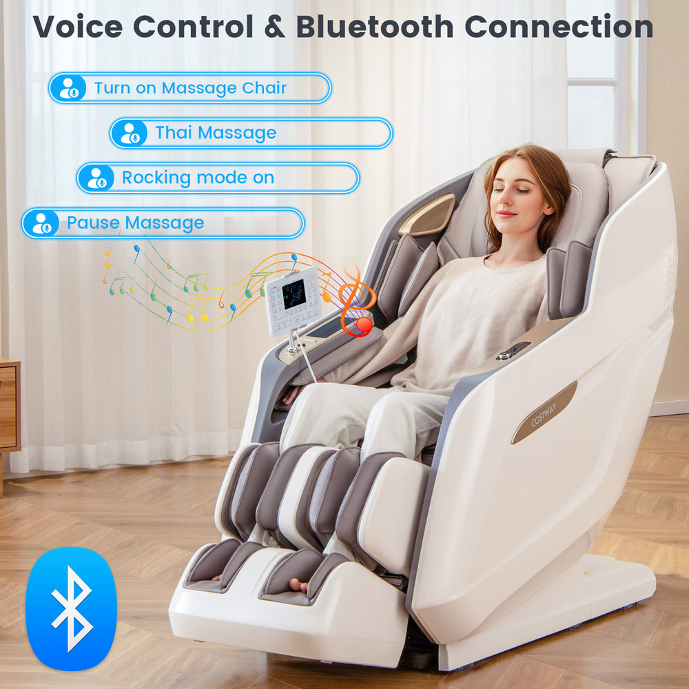 Costway 3D Zero Gravity Massage Chair featuring voice control and Bluetooth connectivity.