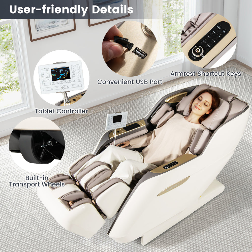 Costway Therapy 36 SL Track Zero Gravity Massage Chair with tablet controller and USB port.