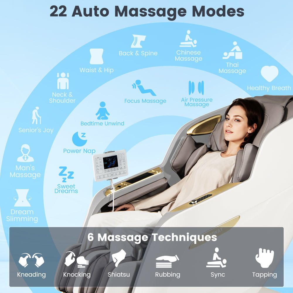 Costway Therapy 3D Zero Gravity Massage Chair featuring 22 auto massage modes and 6 techniques.