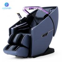 Costway 4D full body massage chair with heated shawl and voice control feature in navy blue.