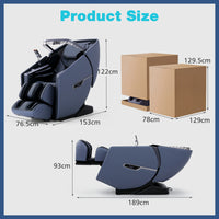 Dimensions of Costway 4D full body massage chair and its shipping box sizes.