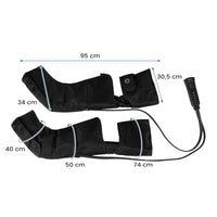 Costway Heated Leg Compression Massager with dimensions showing length and width.