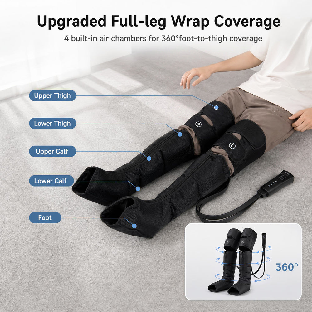 Costway heated leg compression massager showing full-leg wrap coverage from foot to thigh.