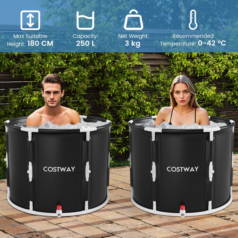 Costway foldable 250L ice bath and cold plunge tub with two people