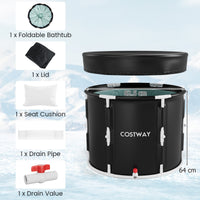 Foldable ice bath tub with lid, 82.5 cm diameter, designed for outdoor use, ideal for post-workout recovery.