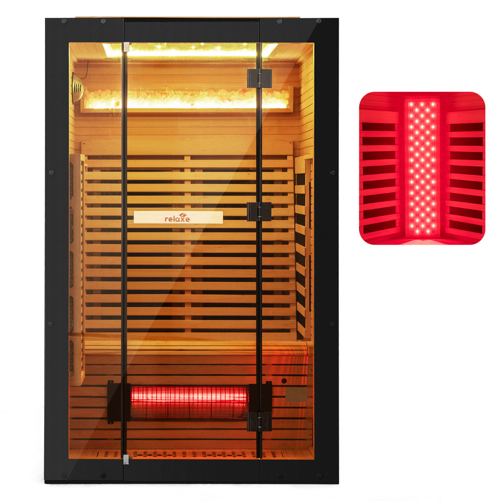 Sauna and detachable red light panel