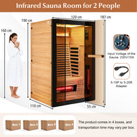 Sauna dimensions 120 by 110 by 190 cm