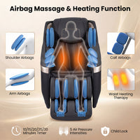 Costway Soothe 57 — Black / Grey — Full body massage chair with airbag massage, waist heating function, and zero gravity recline for ultimate relaxation.