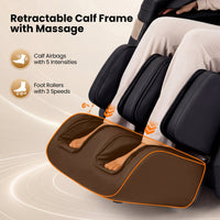 Costway Soothe 57 — Black / Grey — Retractable calf frame with foot rollers and massage airbags for enhanced relaxation in a black massage chair.