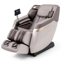 Costway Soothe 57 — White / Brown — Full body massage chair in white with zero gravity function, foot rollers, and LCD touch screen for relaxation.