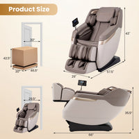 Costway Soothe 57 — White / Brown — Full body massage chair in white with zero gravity function, dimensions 66"x30"x43", ideal for relaxation and comfort.