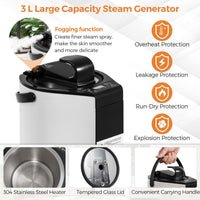 Portable steam sauna with 1000W steam generator, featuring a 3L capacity and safety protections for home spa relaxation.