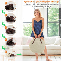 Portable steam sauna with quick setup, featuring a foldable chair and leg holes for shared relaxation at home.