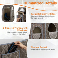 Portable steam sauna with large roll-up front door, 1000W steam generator, and adjustable leg holes for home relaxation.